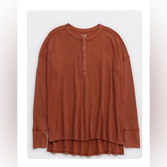 aerie Tops - Aerie OFFLINE BY AERIE WOW! WAFFLE HENLEY T-SHIRT-Size M-Rust